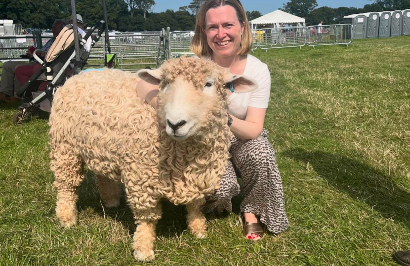 Rebecca and a sheep