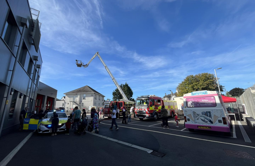 Parked fire engines