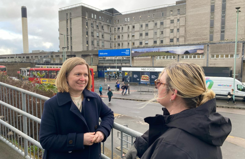 Rebecca outside Derriford Hospital