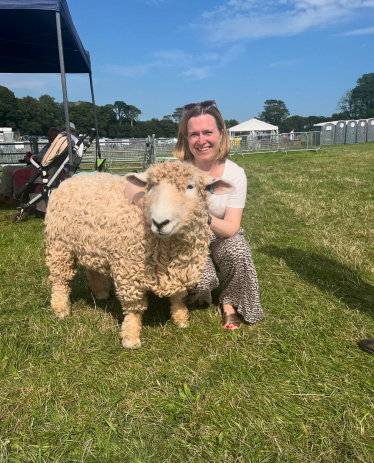 Rebecca and a sheep